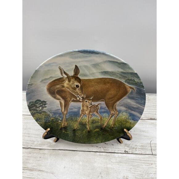 1985 Edwin M Knowles Signs of Love A Reassuring Touch #6 Deer Wildlife Plate - Picture 10 of 12